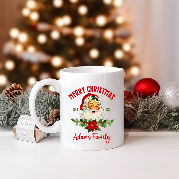 Christmas Family Mugs, Mug with Name, Family Gift, Personalized 11oz Ceramic Coffee Mug, Custom Christmas Mug, Christmas Mug Gift