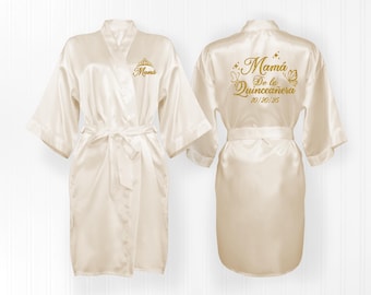 Mama de la Quinceanera Satin Robe, Personalized Mis XV