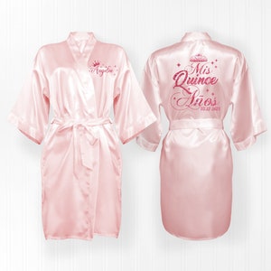Quinceanera Satin Robe, Mis Quince, FREE personalization, Mis quince satin robes, sweet 16 getting ready satin robe, gift, Bride Kimono