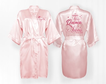 Personalized Mis Quince Satin Robe, Sweet 15 Gift
