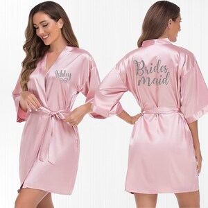 Bridesmaids Satin Robe, FREE Personalization, Wedding robes, Bridal Party Robe, Bridesmaid Gift, Bachelorette Party, Silk Bridesmaid Robes