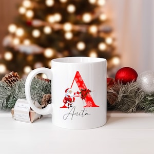 Christmas Mugs, Mug with Name, Initial Gift, Personalized 11oz Ceramic Coffee Mug, Custom Christmas Mug, Christmas Mug Gift