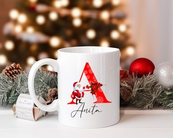 Christmas Mugs, Mug with Name, Initial Gift, Personalized 11oz Ceramic Coffee Mug, Custom Christmas Mug, Christmas Mug Gift