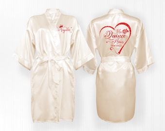Personalized Champagne Satin Mis Quince Robe, Birthday Gift