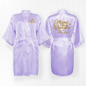 Mama de la quinceanera Satin Robe, Mis Quince, FREE personalization, Mis XV mom satin robes, sweet 16 getting ready satin robe.