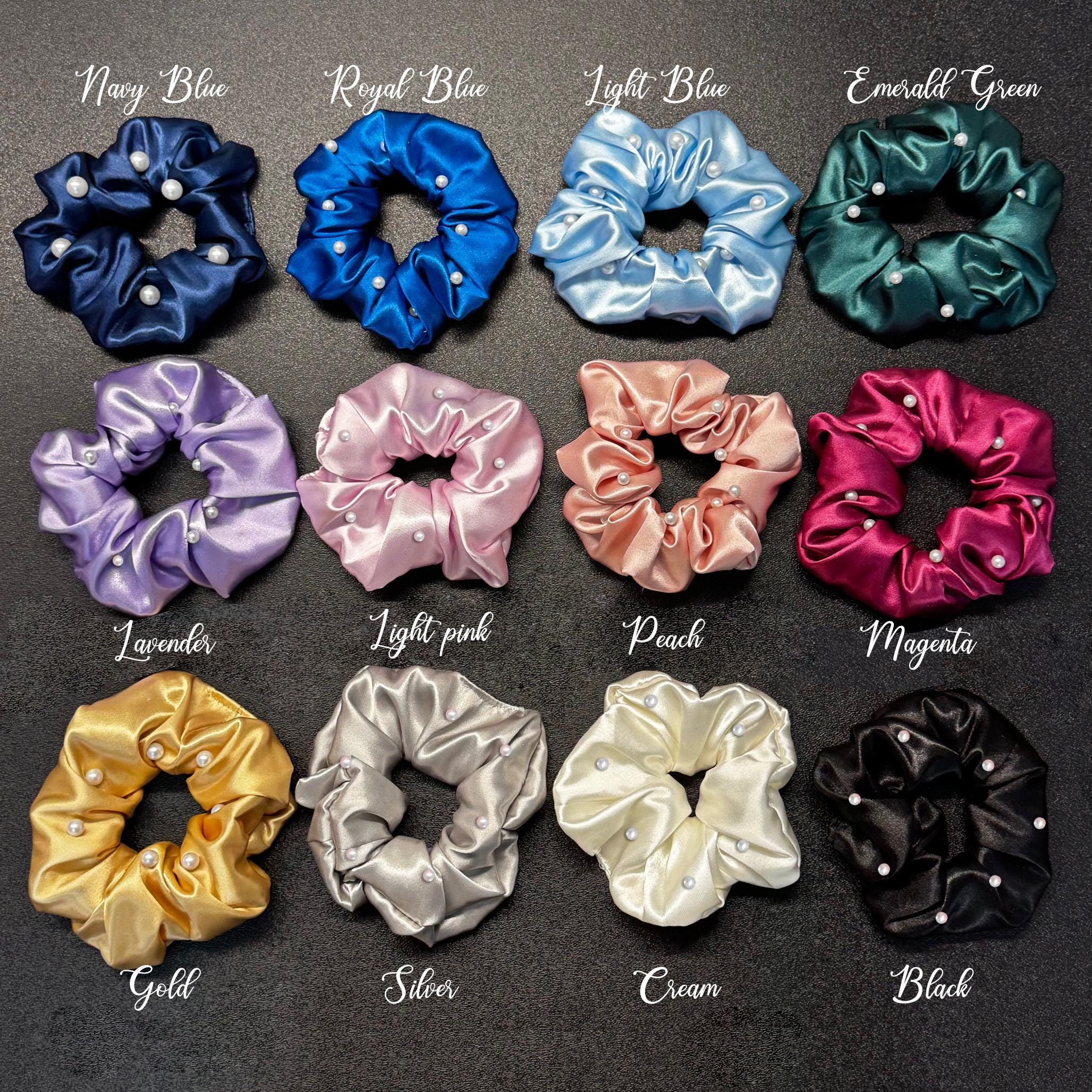 Personalized Satin Scrunchie With Pearl, Quinceanera Party Favor