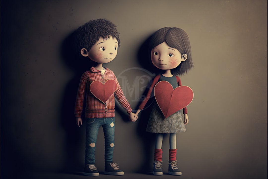 Little Boy And Girl In Love Holding Hands