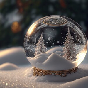 Set van 5 kerst winter in sneeuwbalglas, afdrukbare kunst aan de muur, digitale download, uniek geschenk, AI-kunst, huisdecoratie, de kerstman
