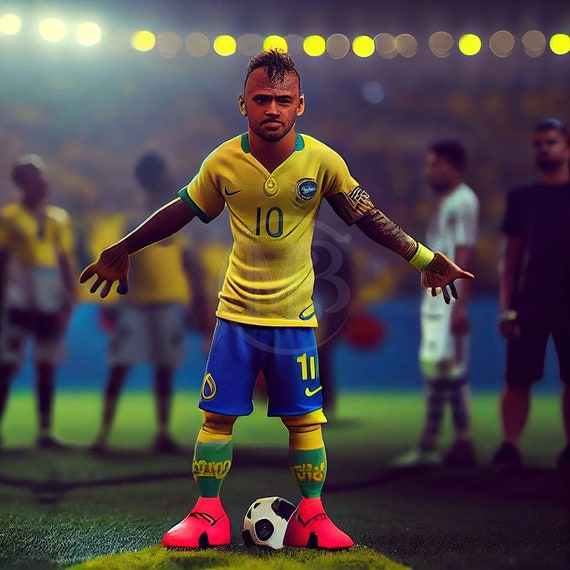 NEYMAR Jr Brazil 10 Football Legends ART Brazil Soccer Art Poster - No Frame