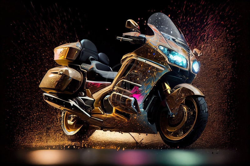 Set of 4 Honda Goldwing Particles and Confetti Floating Print, AI