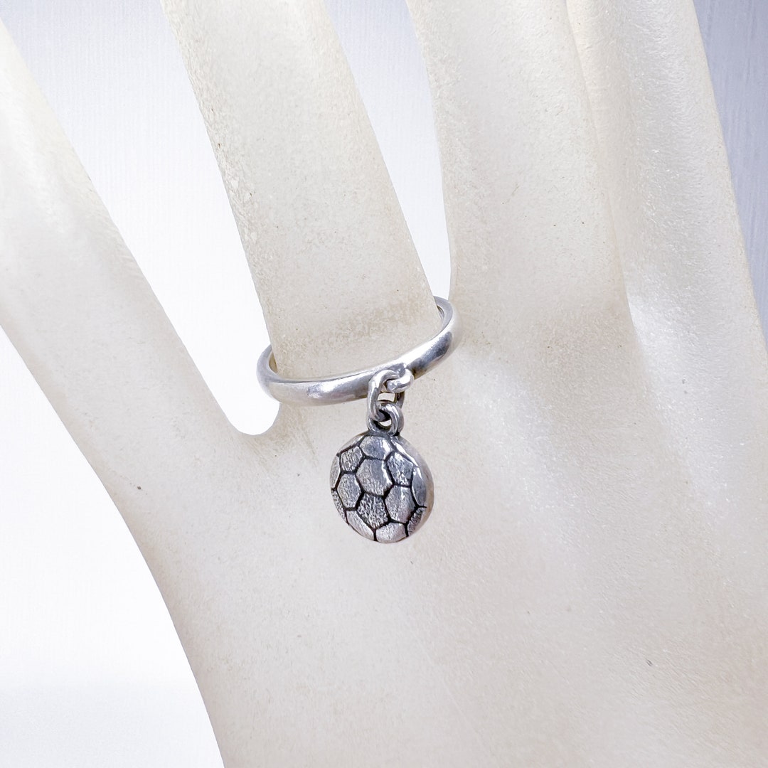 James Avery Sterling Silver Soccer Ball Ring W/ Dangle Soccer