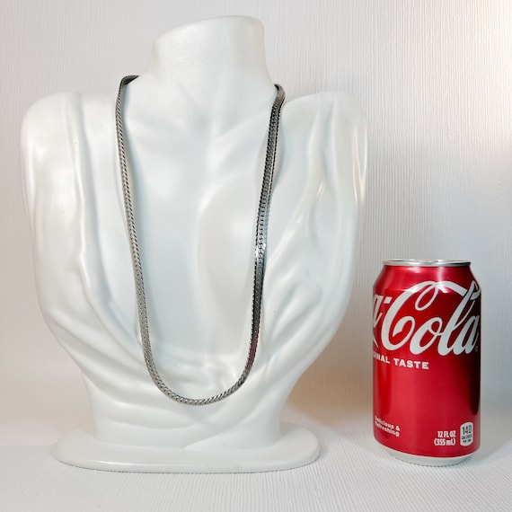 Solid Sterling Silver Herringbone Chain Unisex Me… - image 4