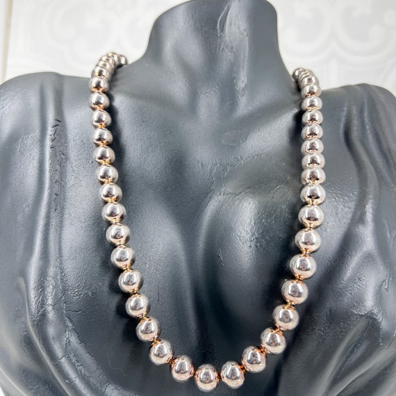 Vintage Large Bead Beaded Necklace - Rose Gold Gu… - image 2