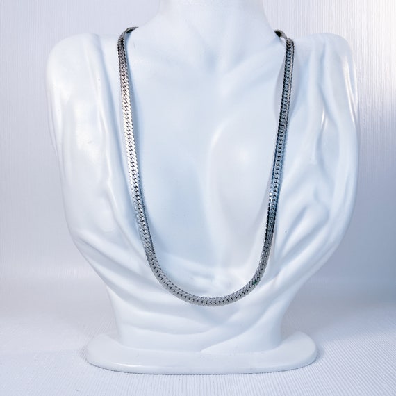 Solid Sterling Silver Herringbone Chain Unisex Me… - image 7