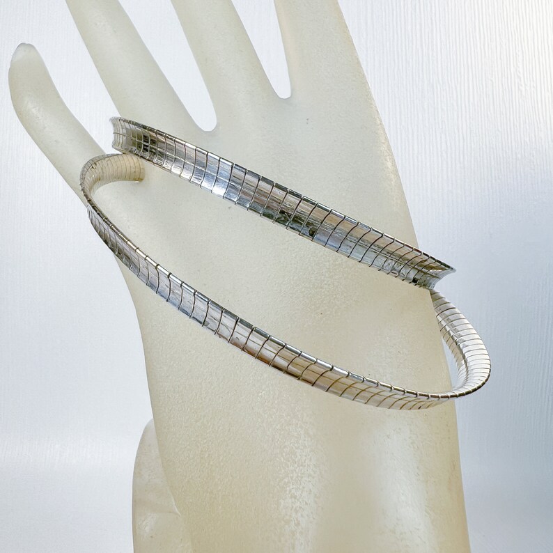 Vintage Serpentin Link Sterling Halskette Kette 18 Zoll Schwer Runder Torque Stil Schwer Einzigartig Runway Statement Geschenk Bild 7