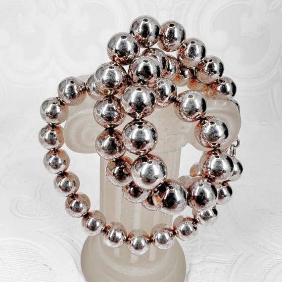 Vintage Large Bead Beaded Necklace - Rose Gold Gu… - image 9
