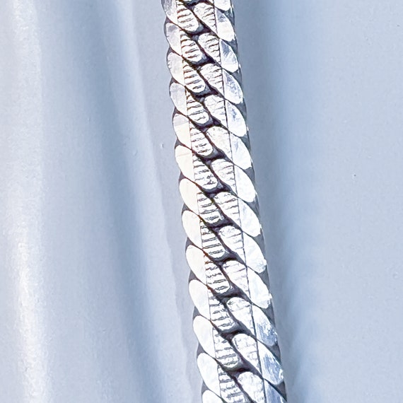 Solid Sterling Silver Herringbone Chain Unisex Me… - image 2