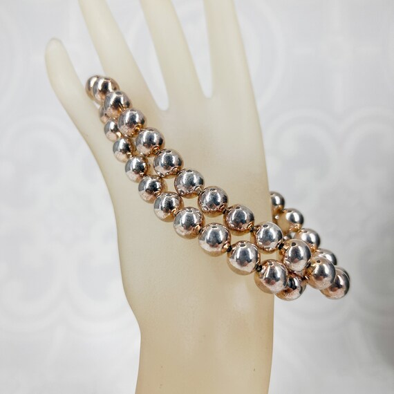 Vintage Large Bead Beaded Necklace - Rose Gold Gu… - image 8