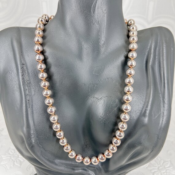 Vintage Large Bead Beaded Necklace - Rose Gold Gu… - image 4