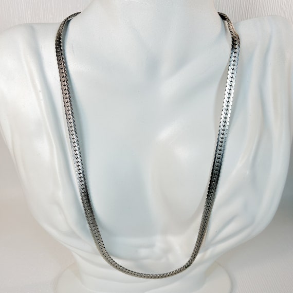 Solid Sterling Silver Herringbone Chain Unisex Me… - image 1