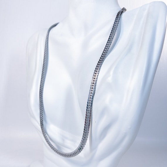 Solid Sterling Silver Herringbone Chain Unisex Me… - image 9