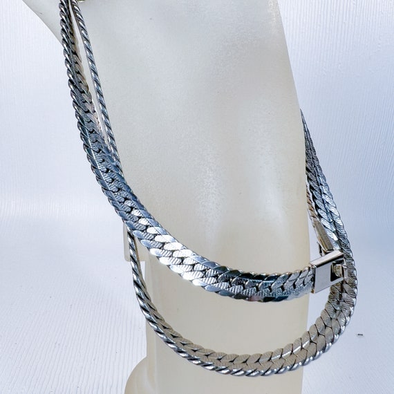 Solid Sterling Silver Herringbone Chain Unisex Me… - image 3