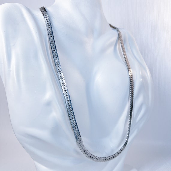 Solid Sterling Silver Herringbone Chain Unisex Me… - image 10