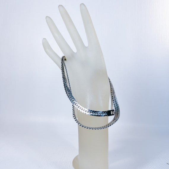 Solid Sterling Silver Herringbone Chain Unisex Me… - image 6