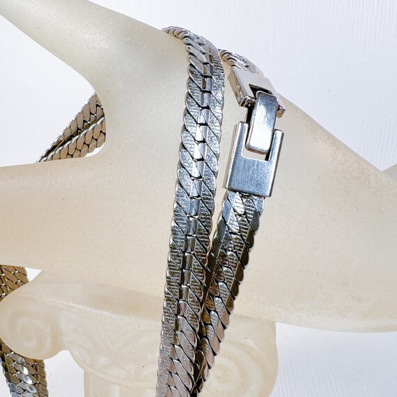 Solid Sterling Silver Herringbone Chain Unisex Me… - image 5