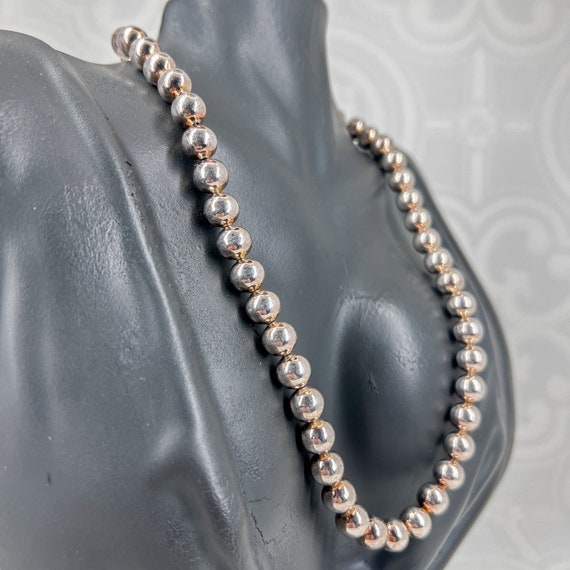 Vintage Large Bead Beaded Necklace - Rose Gold Gu… - image 5