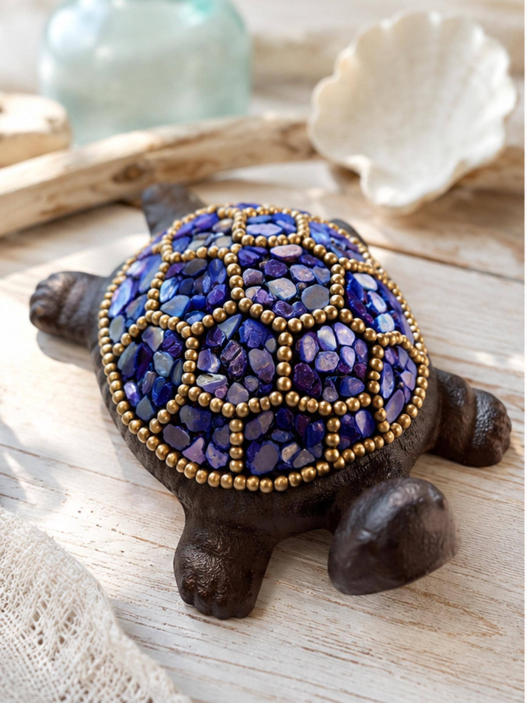 Mosaic Turtle DIY Kit Seashell Garden Decor Craft