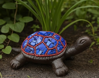 DIY Mosaic Turtle Kit, Cast Iron Seashell Home Decor