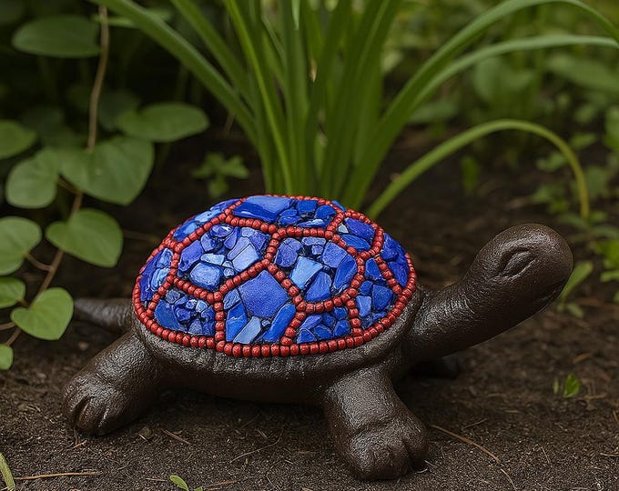 DIY Mosaic Turtle Kit, Cast Iron Seashell Home Decor