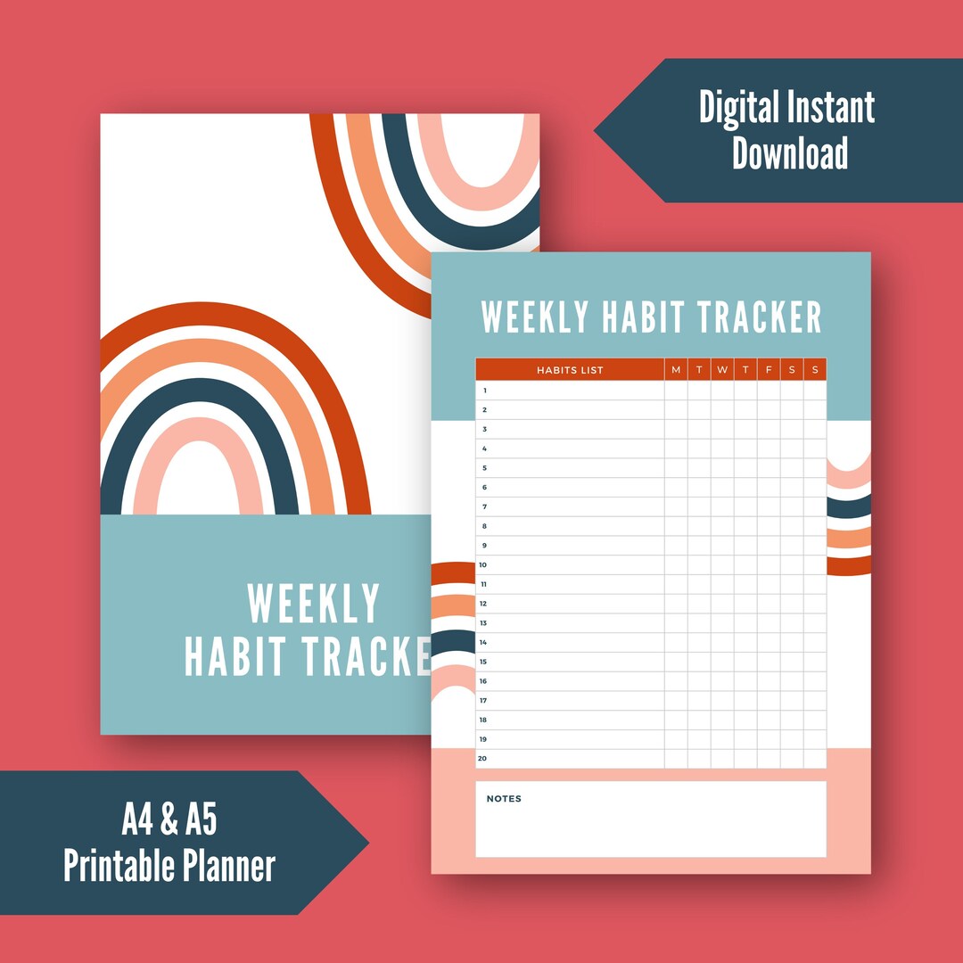 Printable Weekly Habit Tracker // Digital Instant Download, Cute ...