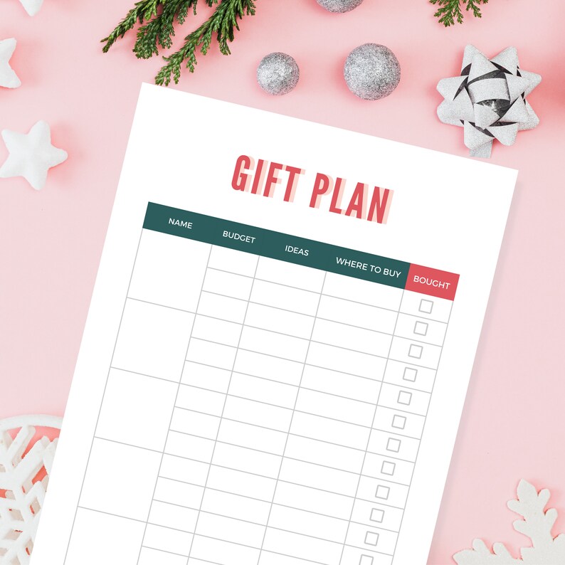 Printable Christmas Gift List Planner // Digital Instant Download Gift ...
