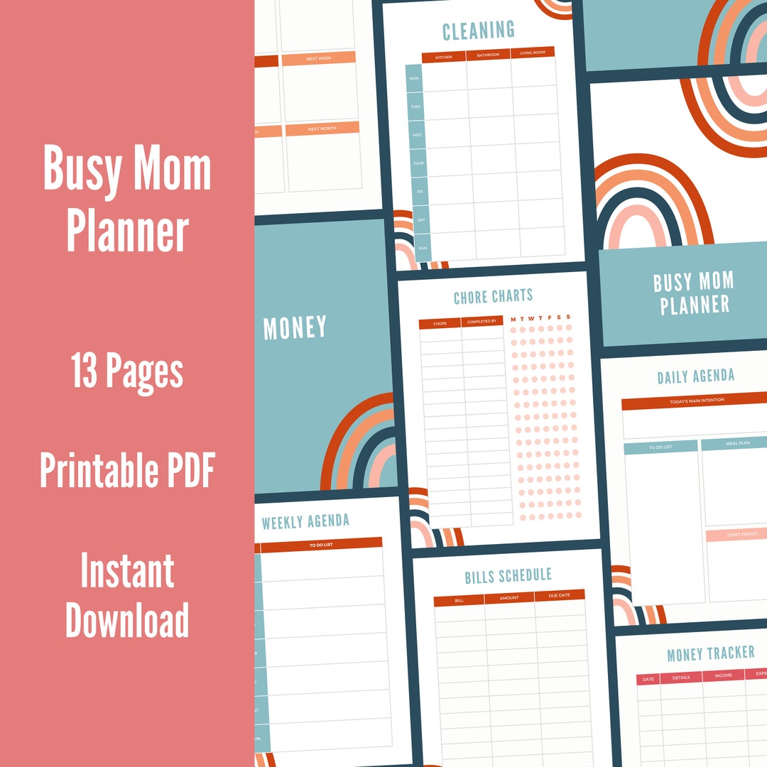Printable Busy Mom Planner // A4 Instant Digital Download - Etsy