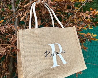 Personalized jute bag - Burlap tote - personalized mom bag / small belongings - mistress gift, mom birthday gift