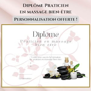 Wellness massage diplomas in French.