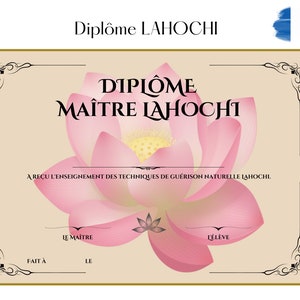 Diploma, Certificate, Blank Lahochi Attestation to fill out. In French, for teaching and training. Diploma to print.