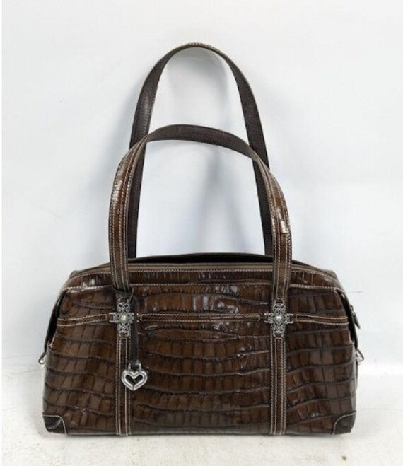 Sac à Main Brighton En Cuir - Imprimé Crocodile Marron - Très Bon état Occasion