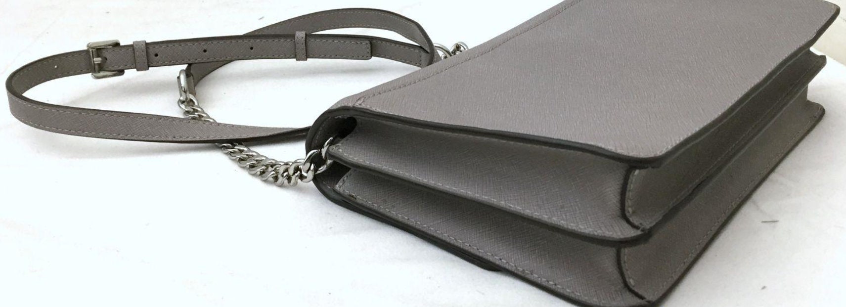Michael Kors Silver Grey Saffiano Leather Daniel Large Crossbody