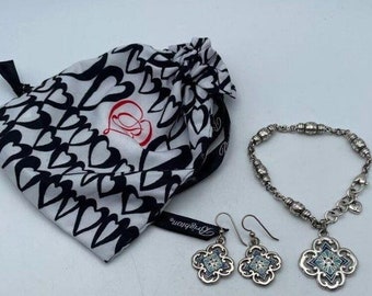 Brighton Silver and Turquoise Bracelet and Earrings (Reversible)