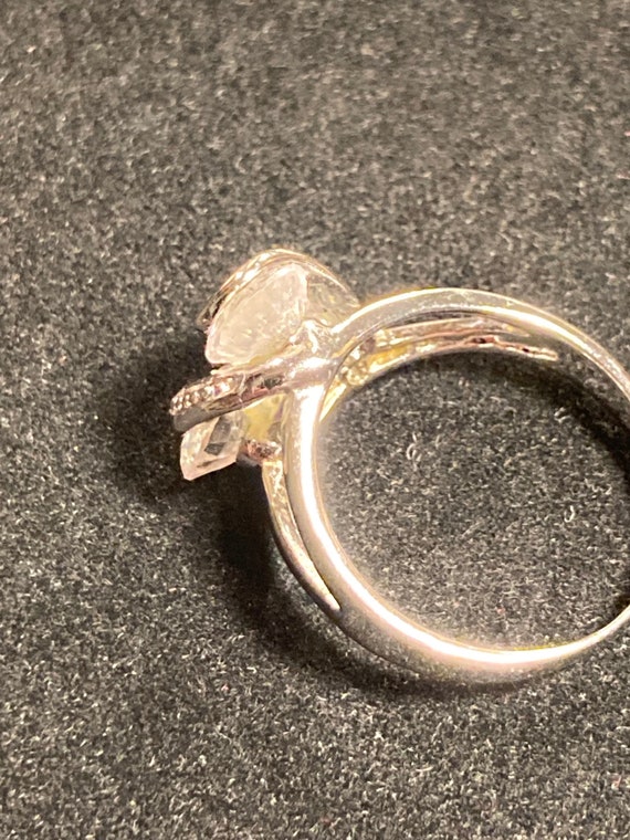 Three clear stone Floating ring set in silver tone - image 2