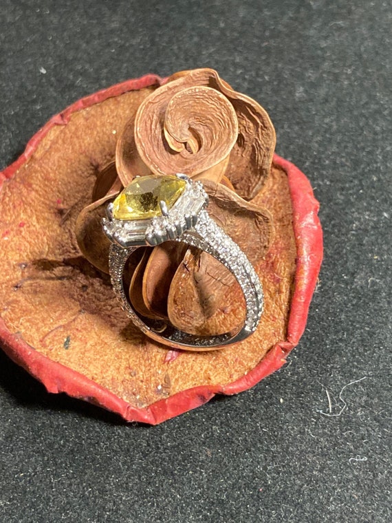 Beautiful Citrine Yellow and diamond CZ ring