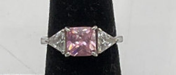 Sterling Silver .925- Center stone is Pink and Cl… - image 1