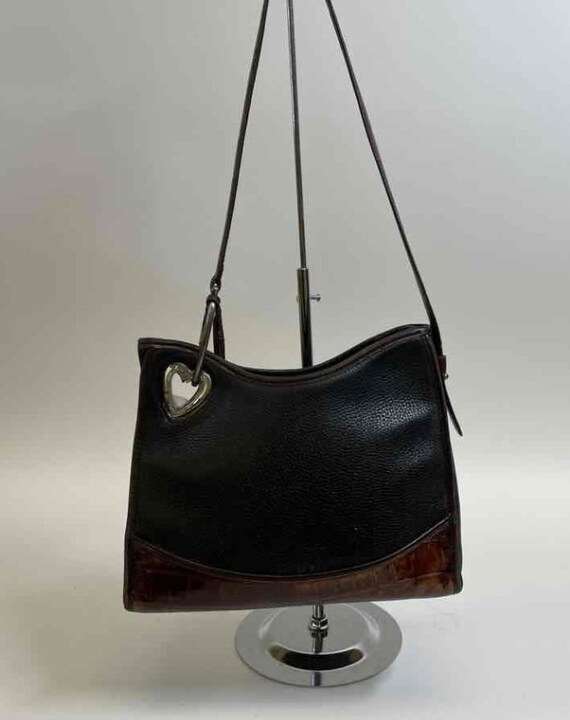 Brighton Black & Brown Leather Handbag - image 3