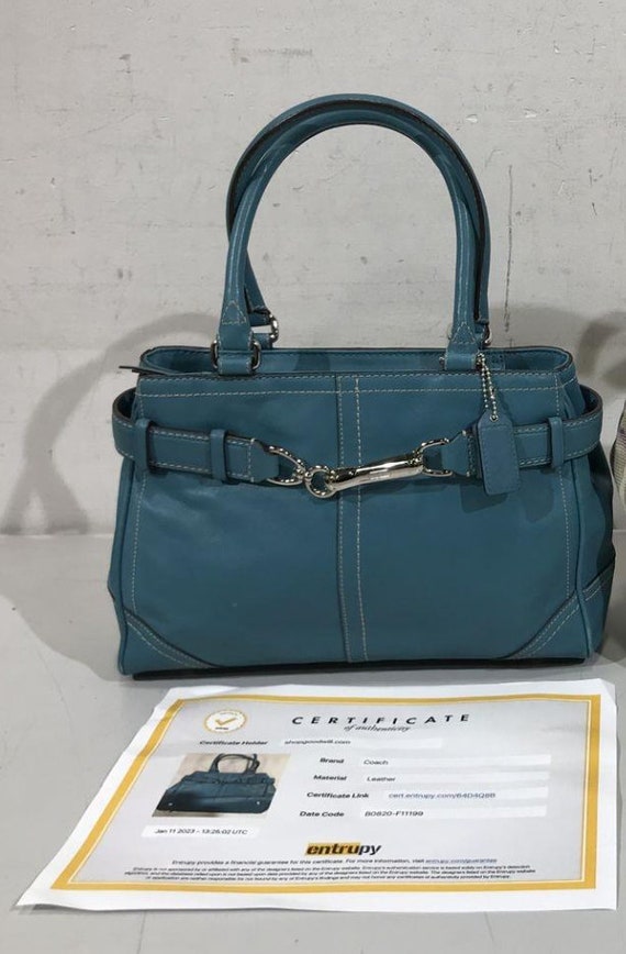 Coach Authentic Teal Leather Handbag - Etsy Coach Authentic Teal Leather Handbag - Etsy