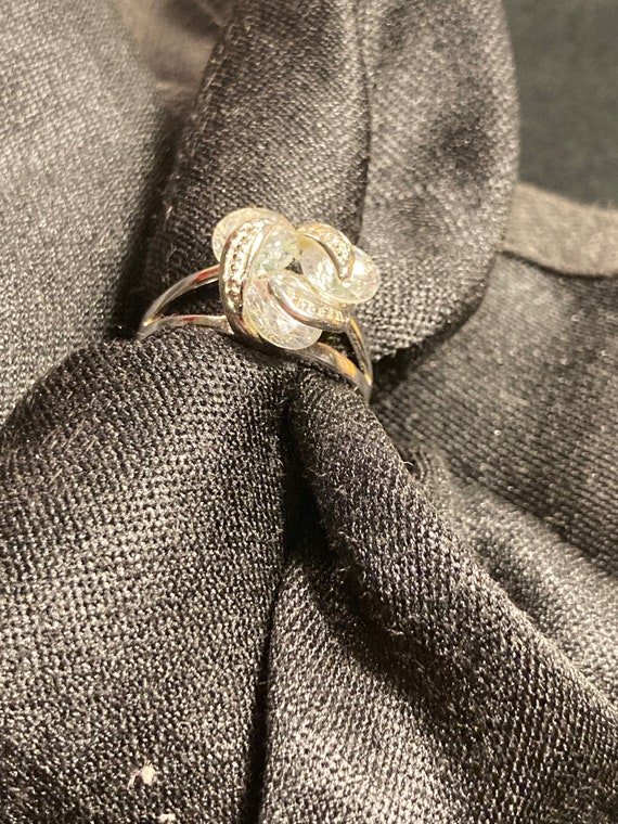 Three clear stone Floating ring set in silver tone - image 3