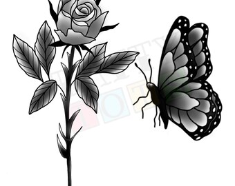 Rose & Butterfly Double Pack Temporary Tattoo