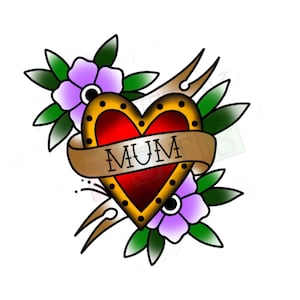 Traditionelles Herz Mama Temporäres Tattoo